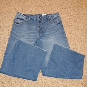 Time and Tru Women's High Rise Stretch Wide Leg Crop Blue Jean Pants